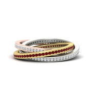 Tri Color Interlocking Eternity Bands